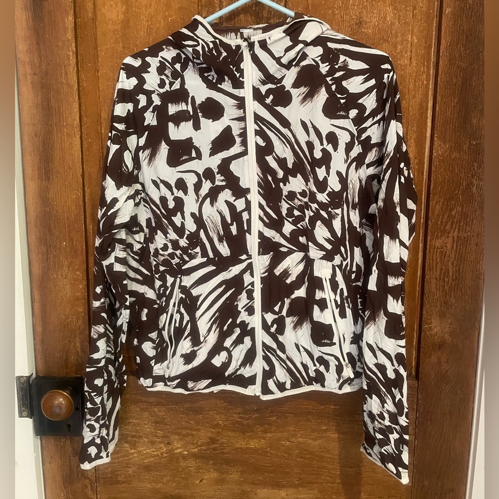 lululemon Packable Running Jacket in Monarch Bloom Bone Espresso, size 8